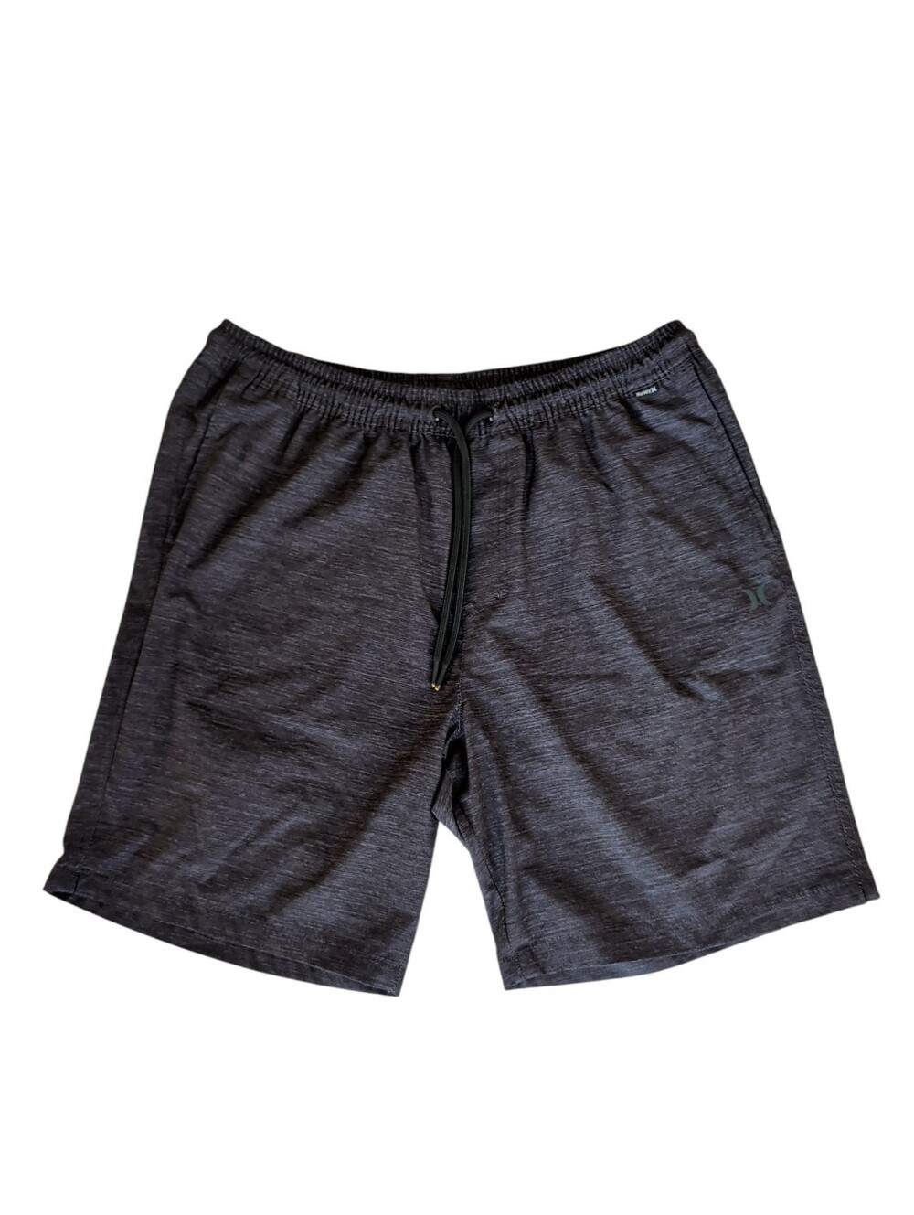 Hurley Hybrid 4-Way Stretch Quick-Dry Walking Shorts LARGE Black Gray Pockets